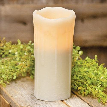 White Dripped Pillar Candle, 7 inch - The Fox Decor